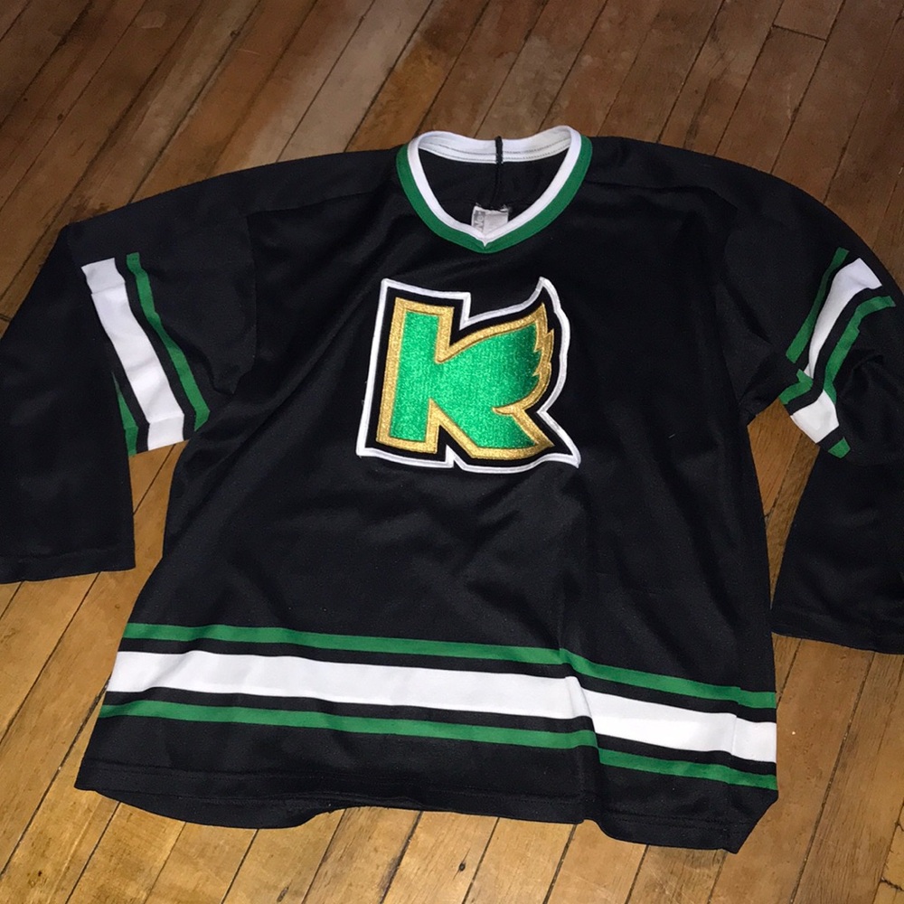 Kalamazoo Wings Black Hockey Jersey with Green‎ & White K Patch